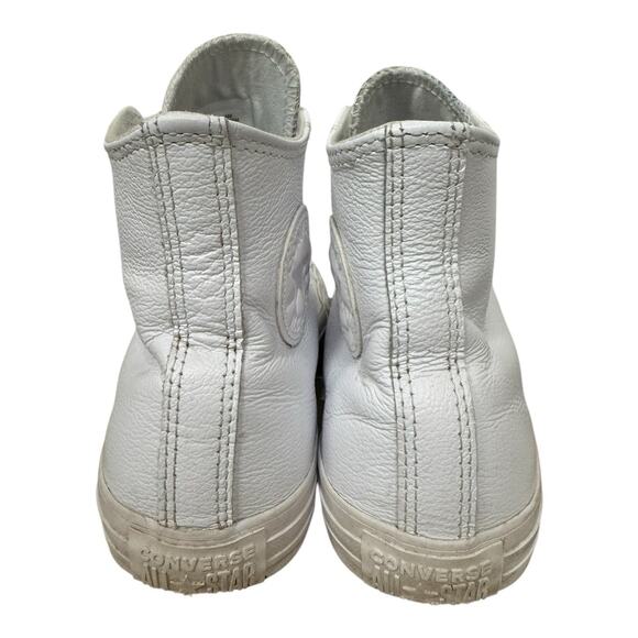 Converse All Star Chuck Taylor Men 7 Women 9 White Leather Hightop Shoe main image 6